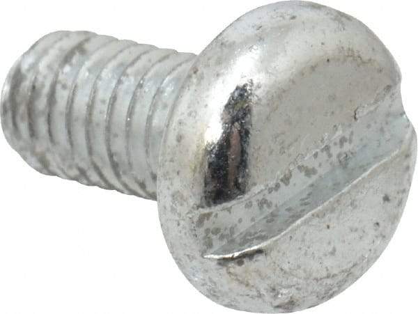 Value Collection - M4x0.70, 8mm Length Under Head Slotted Drive Machine Screw - Pan Head, Grade 4.8 Steel, Zinc-Plated Finish, Without Washer - Apex Tool & Supply