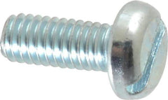 Value Collection - M4x0.70, 10mm Length Under Head Slotted Drive Machine Screw - Pan Head, Grade 4.8 Steel, Zinc-Plated Finish, Without Washer - Apex Tool & Supply