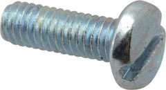 Value Collection - M4x0.70, 12mm Length Under Head Slotted Drive Machine Screw - Pan Head, Grade 4.8 Steel, Zinc-Plated Finish, Without Washer - Apex Tool & Supply