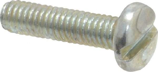 Value Collection - M4x0.70, 16mm Length Under Head Slotted Drive Machine Screw - Pan Head, Grade 4.8 Steel, Zinc-Plated Finish, Without Washer - Apex Tool & Supply