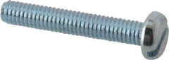 Value Collection - M4x0.70, 25mm Length Under Head Slotted Drive Machine Screw - Pan Head, Grade 4.8 Steel, Zinc-Plated Finish, Without Washer - Apex Tool & Supply