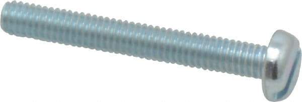 Value Collection - M4x0.70, 30mm Length Under Head Slotted Drive Machine Screw - Pan Head, Grade 4.8 Steel, Zinc-Plated Finish, Without Washer - Apex Tool & Supply
