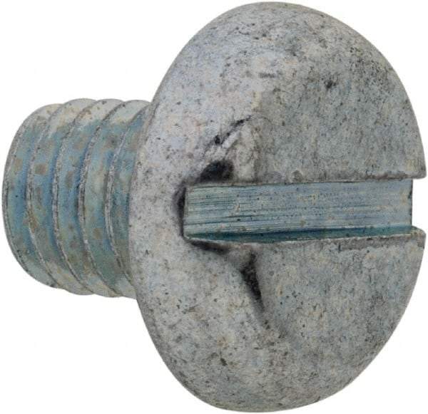 Value Collection - M5x0.80, 6mm Length Under Head Slotted Drive Machine Screw - Pan Head, Grade 4.8 Steel, Zinc-Plated Finish, Without Washer - Apex Tool & Supply