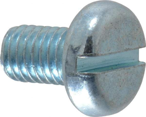 Value Collection - M5x0.80, 8mm Length Under Head Slotted Drive Machine Screw - Pan Head, Grade 4.8 Steel, Zinc-Plated Finish, Without Washer - Apex Tool & Supply