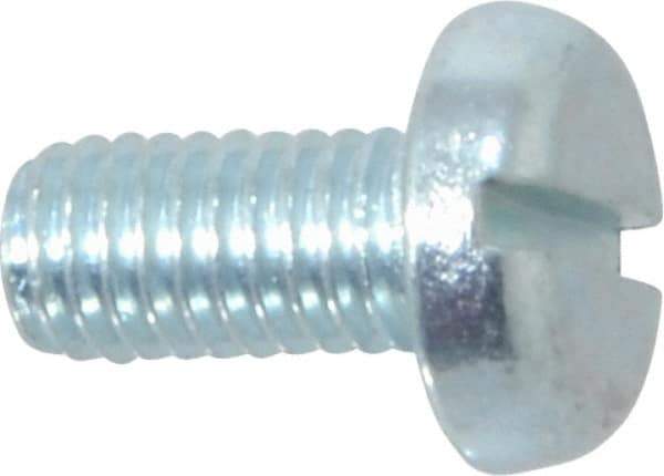 Value Collection - M5x0.80, 10mm Length Under Head Slotted Drive Machine Screw - Pan Head, Grade 4.8 Steel, Zinc-Plated Finish, Without Washer - Apex Tool & Supply