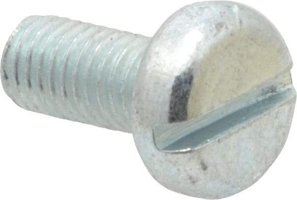 Value Collection - M5x0.80, 12mm Length Under Head Slotted Drive Machine Screw - Pan Head, Grade 4.8 Steel, Zinc-Plated Finish, Without Washer - Apex Tool & Supply