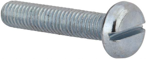 Value Collection - M5x0.80, 25mm Length Under Head Slotted Drive Machine Screw - Pan Head, Grade 4.8 Steel, Zinc-Plated Finish, Without Washer - Apex Tool & Supply