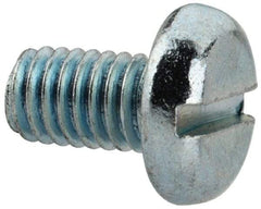 Value Collection - M6x1.00, 10mm Length Under Head Slotted Drive Machine Screw - Pan Head, Grade 4.8 Steel, Zinc-Plated Finish, Without Washer - Apex Tool & Supply