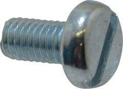 Value Collection - M6x1.00, 12mm Length Under Head Slotted Drive Machine Screw - Pan Head, Grade 4.8 Steel, Zinc-Plated Finish, Without Washer - Apex Tool & Supply