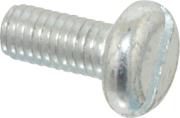 Value Collection - M6x1.00, 14mm Length Under Head Slotted Drive Machine Screw - Pan Head, Grade 4.8 Steel, Zinc-Plated Finish, Without Washer - Apex Tool & Supply