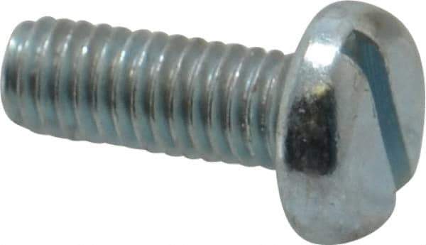 Value Collection - M6x1.00, 16mm Length Under Head Slotted Drive Machine Screw - Pan Head, Grade 4.8 Steel, Zinc-Plated Finish, Without Washer - Apex Tool & Supply