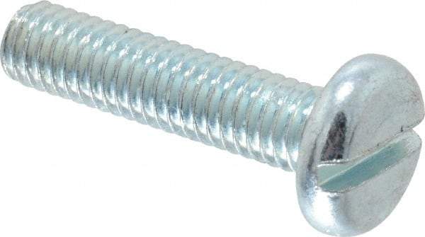 Value Collection - M6x1.00, 25mm Length Under Head Slotted Drive Machine Screw - Pan Head, Grade 4.8 Steel, Zinc-Plated Finish, Without Washer - Apex Tool & Supply