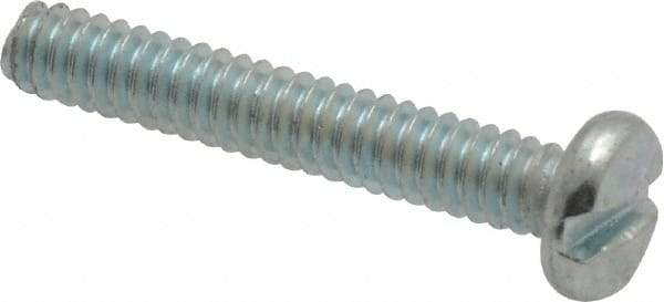 Value Collection - #6-32 UNC, 7/8" Length Under Head Slotted Drive Machine Screw - Pan Head, Grade J82 Steel, Zinc-Plated Finish, Without Washer - Apex Tool & Supply