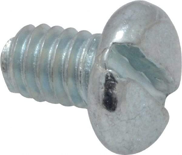 Value Collection - #8-32 UNC, 1/4" Length Under Head Slotted Drive Machine Screw - Pan Head, Grade 2 Steel, Zinc-Plated Finish, Without Washer - Apex Tool & Supply