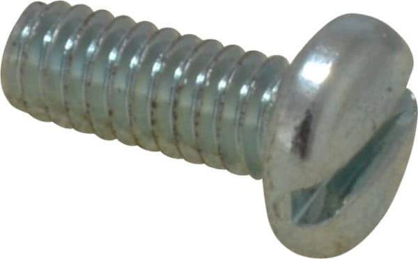 Value Collection - #8-32 UNC, 7/16" Length Under Head Slotted Drive Machine Screw - Pan Head, Grade J82 Steel, Zinc-Plated Finish, Without Washer - Apex Tool & Supply