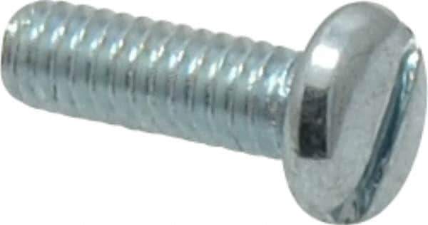 Value Collection - #8-32 UNC, 1/2" Length Under Head Slotted Drive Machine Screw - Pan Head, Grade 2 Steel, Zinc-Plated Finish, Without Washer - Apex Tool & Supply