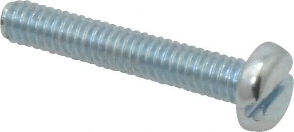 Value Collection - #8-32 UNC, 1" Length Under Head Slotted Drive Machine Screw - Pan Head, Grade J82 Steel, Zinc-Plated Finish, Without Washer - Apex Tool & Supply