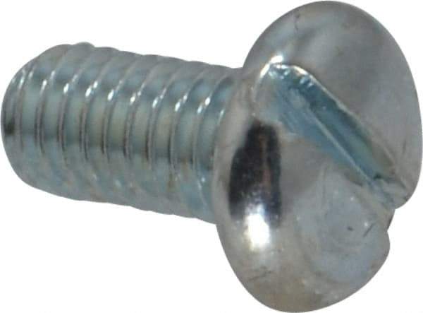 Value Collection - #10-32 UNF, 3/8" Length Under Head Slotted Drive Machine Screw - Pan Head, Grade J82 Steel, Zinc-Plated Finish, Without Washer - Apex Tool & Supply