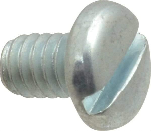 Value Collection - 1/4-20 UNC, 3/8" Length Under Head Slotted Drive Machine Screw - Pan Head, Grade J82 Steel, Zinc-Plated Finish, Without Washer - Apex Tool & Supply