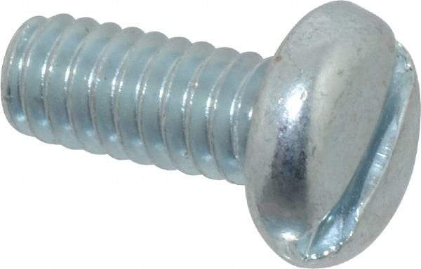 Value Collection - 1/4-20 UNC, 5/8" Length Under Head Slotted Drive Machine Screw - Pan Head, Grade J82 Steel, Zinc-Plated Finish, Without Washer - Apex Tool & Supply