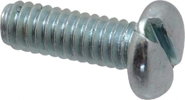 Value Collection - 1/4-20 UNC, 3/4" Length Under Head Slotted Drive Machine Screw - Pan Head, Grade 2 Steel, Zinc-Plated Finish, Without Washer - Apex Tool & Supply