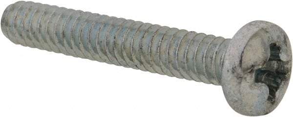 Value Collection - #6-32 UNC, 7/8" Length Under Head Phillips Drive Machine Screw - Pan Head, Grade 2 Steel, Zinc-Plated Finish, Without Washer - Apex Tool & Supply