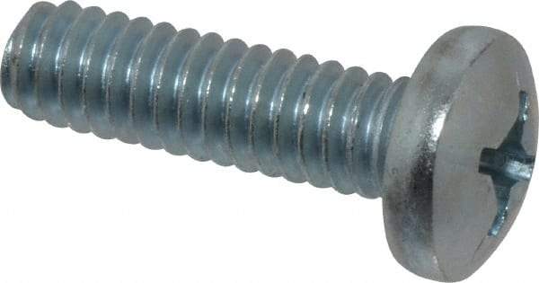Value Collection - 1/4-20 UNC, 7/8" Length Under Head Phillips Drive Machine Screw - Pan Head, Grade 2 Steel, Zinc-Plated Finish, Without Washer - Apex Tool & Supply