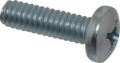 Value Collection - 1/4-20 UNC, 7/8" Length Under Head Phillips Drive Machine Screw - Pan Head, Grade 2 Steel, Zinc-Plated Finish, Without Washer - Apex Tool & Supply