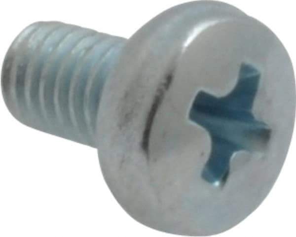 Value Collection - M3x0.50, 5mm Length Under Head Phillips Drive Machine Screw - Pan Head, Grade 4.8 Steel, Zinc-Plated Finish, Without Washer - Apex Tool & Supply