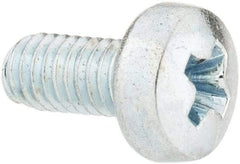 Value Collection - M3x0.50, 6mm Length Under Head Phillips Drive Machine Screw - Pan Head, Grade 4.8 Steel, Zinc-Plated Finish, Without Washer - Apex Tool & Supply