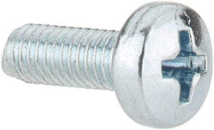 Value Collection - M3x0.50, 8mm Length Under Head Phillips Drive Machine Screw - Pan Head, Grade 4.8 Steel, Zinc-Plated Finish, Without Washer - Apex Tool & Supply