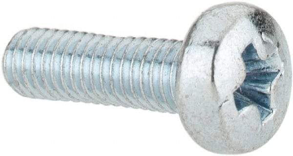 Value Collection - M3x0.50, 10mm Length Under Head Phillips Drive Machine Screw - Pan Head, Grade 4.8 Steel, Zinc-Plated Finish, Without Washer - Apex Tool & Supply