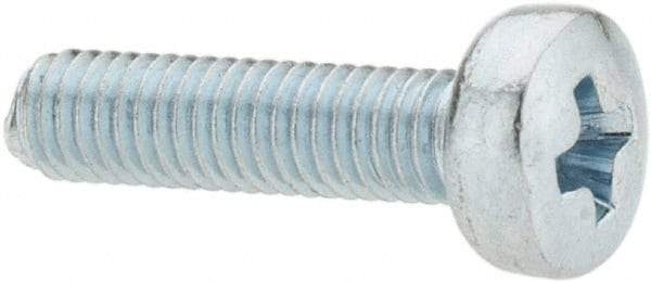 Value Collection - M3x0.50, 12mm Length Under Head Phillips Drive Machine Screw - Pan Head, Grade 4.8 Steel, Zinc-Plated Finish, Without Washer - Apex Tool & Supply