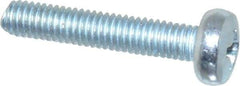 Value Collection - M3x0.50, 16mm Length Under Head Phillips Drive Machine Screw - Pan Head, Grade 4.8 Steel, Zinc-Plated Finish, Without Washer - Apex Tool & Supply