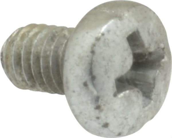 Value Collection - M4x0.70, 6mm Length Under Head Phillips Drive Machine Screw - Pan Head, Grade 4.8 Steel, Zinc-Plated Finish, Without Washer - Apex Tool & Supply