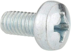 Value Collection - M4x0.70, 8mm Length Under Head Phillips Drive Machine Screw - Pan Head, Grade 4.8 Steel, Zinc-Plated Finish, Without Washer - Apex Tool & Supply