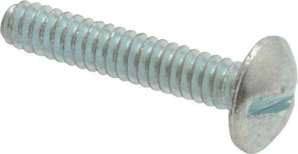 Value Collection - #6-32 UNC, 3/4" Length Under Head Slotted Drive Machine Screw - Truss Head, Grade 2 Steel, Zinc-Plated Finish, Without Washer - Apex Tool & Supply