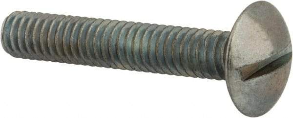 Value Collection - #8-32 UNC, 1" Length Under Head Slotted Drive Machine Screw - Truss Head, Grade 2 Steel, Zinc-Plated Finish, Without Washer - Apex Tool & Supply
