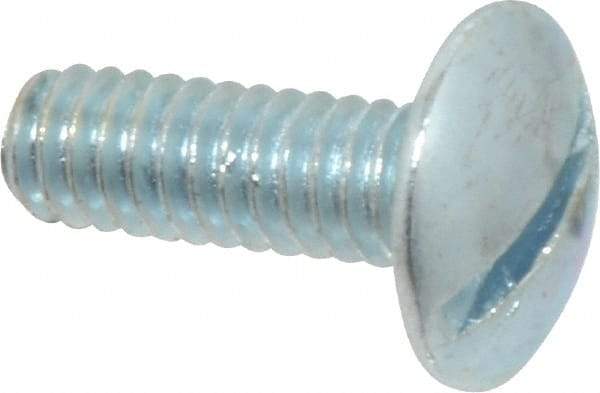 Value Collection - 1/4-20 UNC, 3/4" Length Under Head Slotted Drive Machine Screw - Truss Head, Grade 2 Steel, Zinc-Plated Finish, Without Washer - Apex Tool & Supply