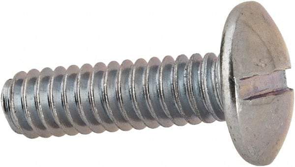 Value Collection - 1/4-20 UNC, 7/8" Length Under Head Slotted Drive Machine Screw - Truss Head, Grade J82 Steel, Zinc-Plated Finish, Without Washer - Apex Tool & Supply