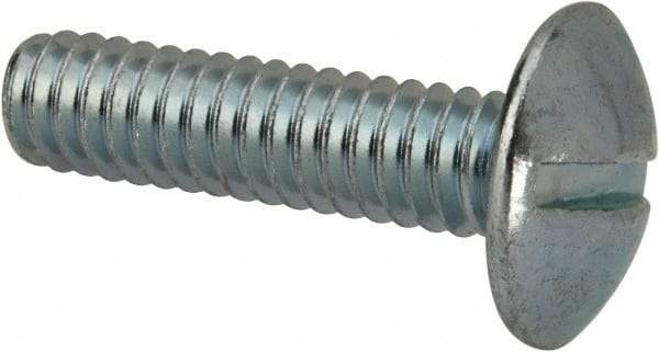 Value Collection - 1/4-20 UNC, 1" Length Under Head Slotted Drive Machine Screw - Truss Head, Grade J82 Steel, Zinc-Plated Finish, Without Washer - Apex Tool & Supply