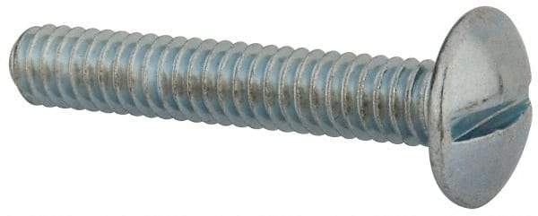 Value Collection - 1/4-20 UNC, 1-1/2" Length Under Head Slotted Drive Machine Screw - Truss Head, Grade J82 Steel, Zinc-Plated Finish, Without Washer - Apex Tool & Supply
