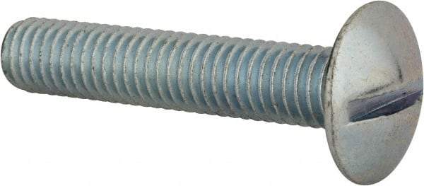 Value Collection - 3/8-16 UNC, 2" Length Under Head Slotted Drive Machine Screw - Truss Head, Grade 2 Steel, Zinc-Plated Finish, Without Washer - Apex Tool & Supply