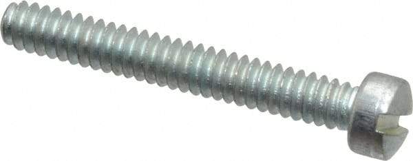 Value Collection - #6-32 UNC, 1" Length Under Head Slotted Drive Machine Screw - Fillister Head, Grade 2 Steel, Zinc-Plated Finish, Without Washer - Apex Tool & Supply