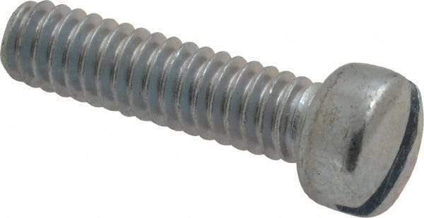 Value Collection - 1/4-20 UNC, 1" Length Under Head Slotted Drive Machine Screw - Fillister Head, Grade 2 Steel, Zinc-Plated Finish, Without Washer - Apex Tool & Supply