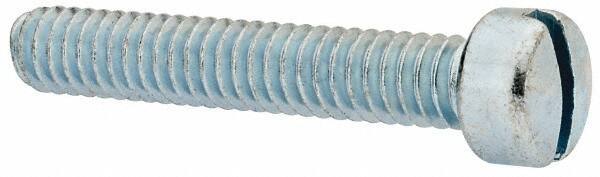 Value Collection - 1/4-20 UNC, 1-1/2" Length Under Head Slotted Drive Machine Screw - Fillister Head, Grade J82 Steel, Zinc-Plated Finish, Without Washer - Apex Tool & Supply