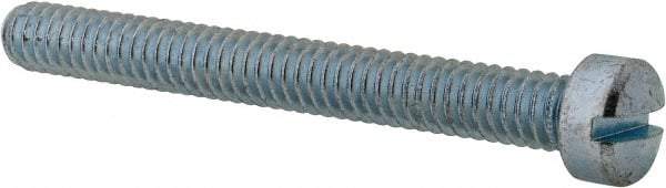 Value Collection - 1/4-20 UNC, 2-1/4" Length Under Head Slotted Drive Machine Screw - Fillister Head, Grade 2 Steel, Zinc-Plated Finish, Without Washer - Apex Tool & Supply