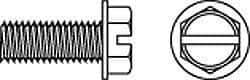 Value Collection - 1/4-20 UNC, 1/2" OAL Slotted Drive Machine Screw - Hex Washer Head, Grade J82 Steel, Zinc-Plated Finish, Without Washer - Apex Tool & Supply