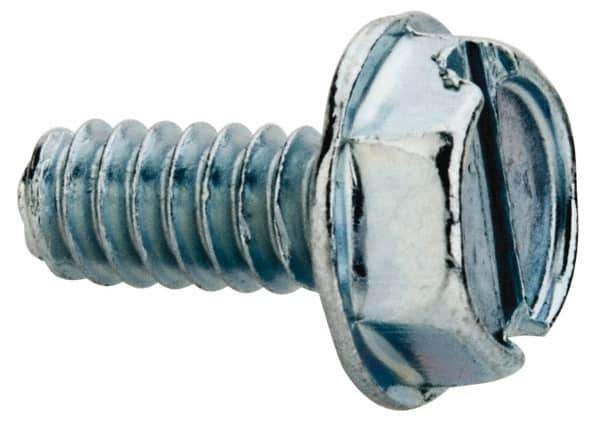Value Collection - #6-32 UNC, 5/16" OAL Slotted Drive Machine Screw - Hex Washer Head, Grade J82 Steel, Zinc-Plated Finish, Without Washer - Apex Tool & Supply