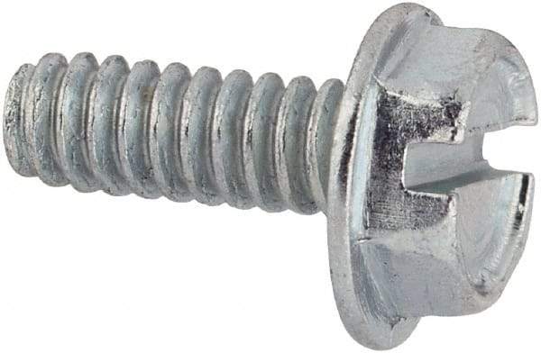 Value Collection - #6-32 UNC, 3/8" OAL Slotted Drive Machine Screw - Hex Washer Head, Grade J82 Steel, Zinc-Plated Finish, Without Washer - Apex Tool & Supply